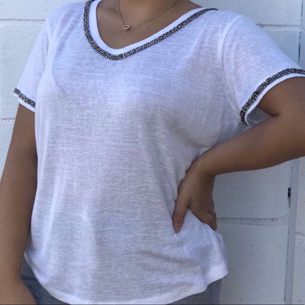 White studded tee